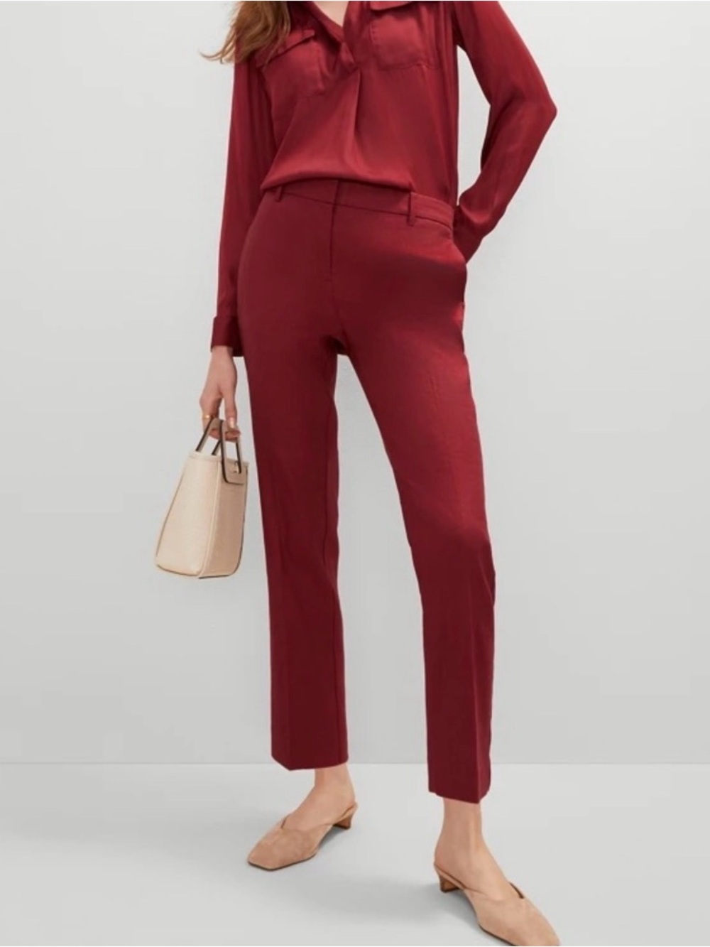 Ann Taylor Women’s Dress Pants, Size 8, Burgundy Red Mid-Rise